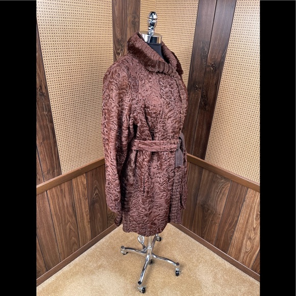 Dworkin Furs Brown Persian Lamb & Sheared Beaver Trim Fur Coat Jacket Small - Picture 3 of 12